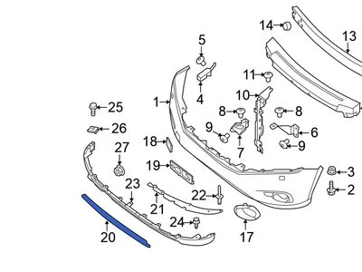 Хром Молдинг переднього бампера нижній Nissan Pathfinder R52 2013- 2017 620763KA0A