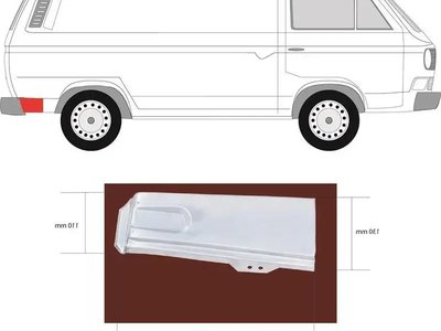 Ремчасть заднього кута права нижня Volkswagen Transporter T3
