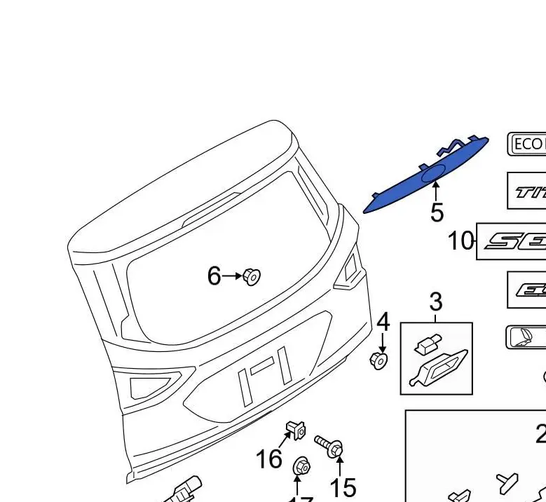 Накладка крышки багажника Ford Kuga Escape 2013-2016 хром без отв. под камеру CJ5Z-1350- 8G — фото 1