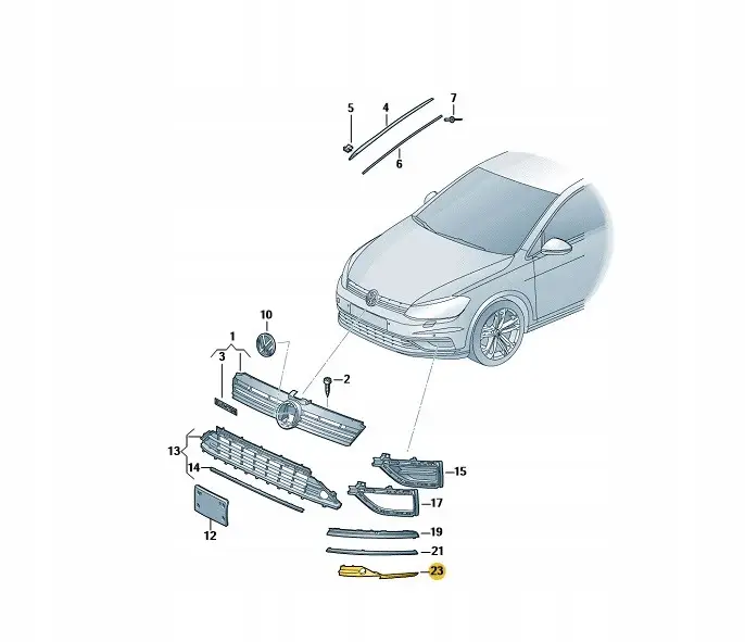 Накладка переднего бампера нижняя левая VW Golf 7 2017- 2020 Рестайлинг 5G0853665L9B9 — фото 1