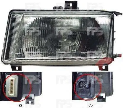 Фара Правая Volkswagen Caddy 1995-2004 Под Круглую Фишку 6K5941016D — фото 1