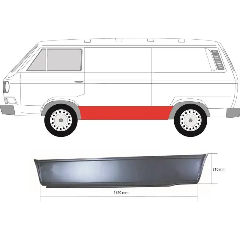 Ремчастина бока Volkswagen Transporter T3 -92 ліва 165 см — фото 1