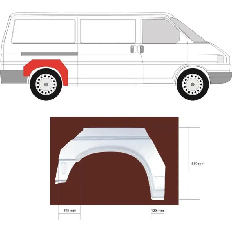 Арка задня права Volkswagen Transporter T4 1990-2003 довга база — фото 1