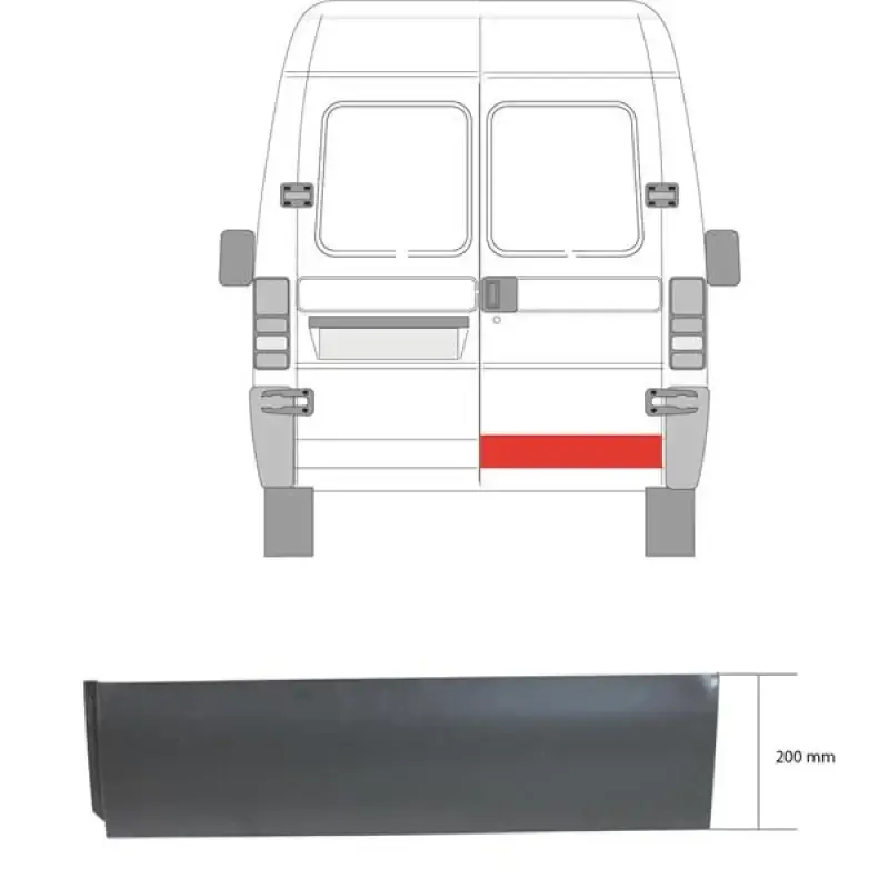 Ремчасть задніх дверей права Fiat Ducato Citroen Jumper Peugeot Boxer 1994-2006 KK 20 см