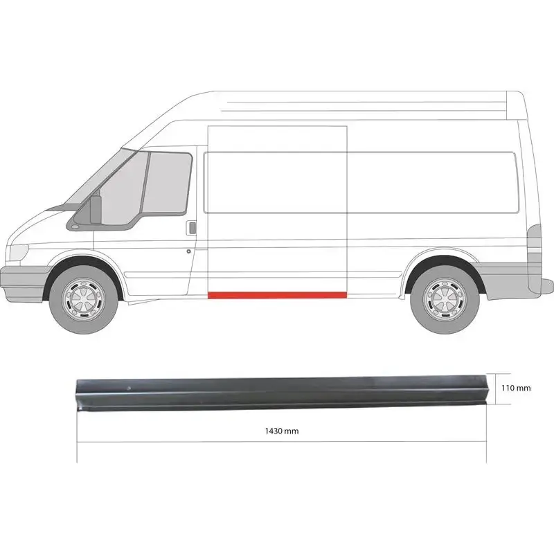 Поріг середній лівий Ford Transit 2000-2014 висота 11 см довжина 143