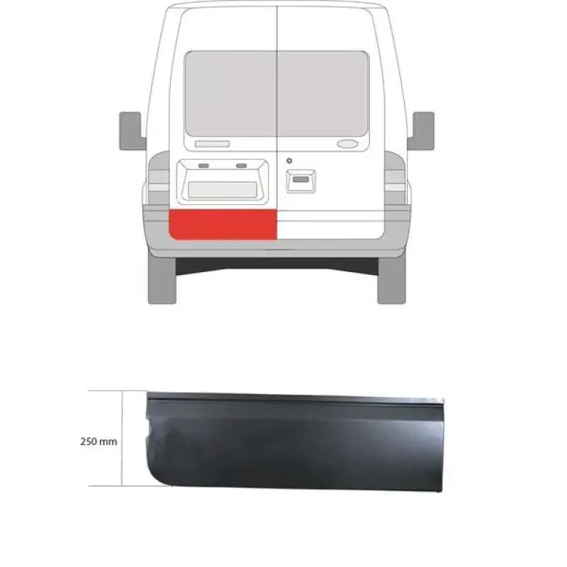Ремчастина задніх лівих дверей Ford Transit 2000-2013 нижня 25 см