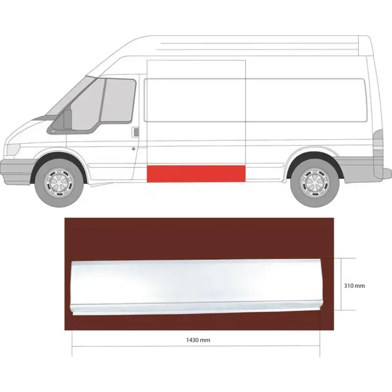 Середній лівий поріг Ford Transit 2000-2013 середня довга база