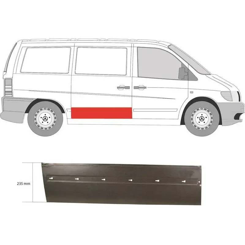 Ремчасть сдвижной двери правая Mercedes Vito W638 высота 22 см