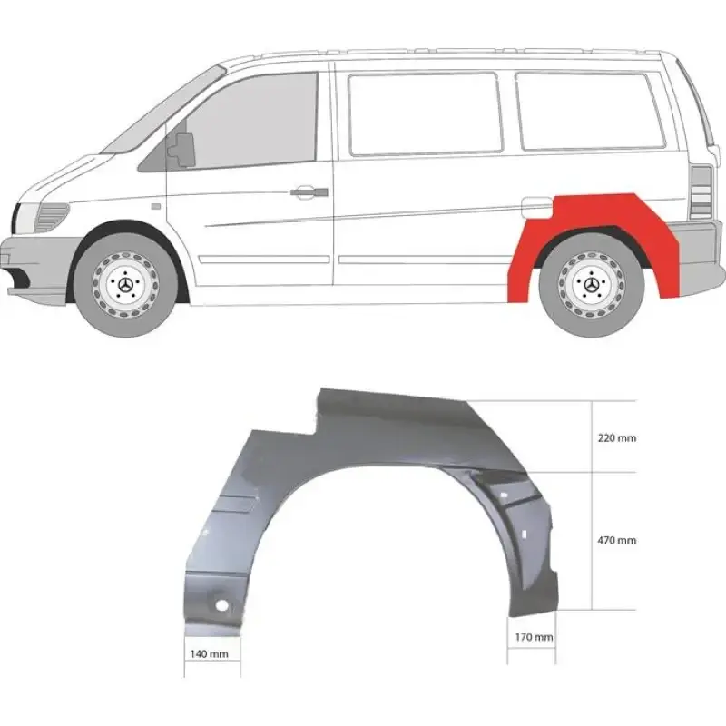 Арка задняя левая Mercedes Vito W638 1996-2003