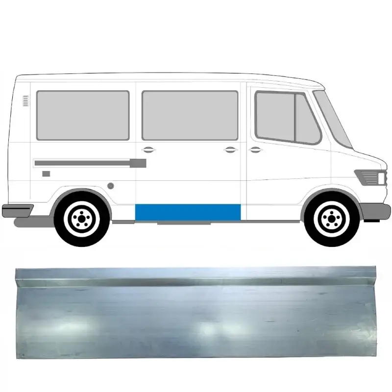 Ремчастина бічних дверей права зовнішня Mercedes T1 207-410 1977-1995