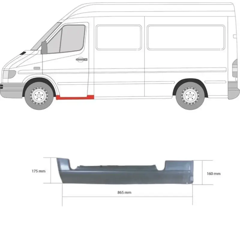 Поріг передній лівий Mercedes Sprinter W901-W903 Volkswagen LT 1 1995-2006