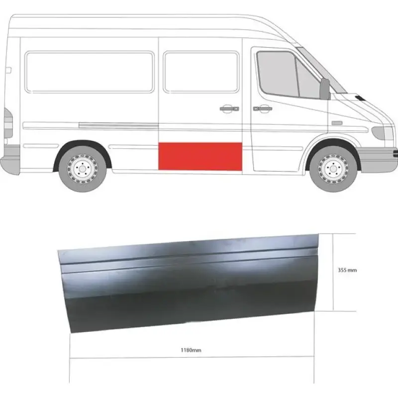 Ремчасть боковой двери нижняя правая Mercedes Sprinter W901-W903 1995-2006 Польша высота 31 см