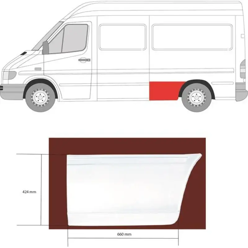 Задня арка перед колесом ліва Mercedes Sprinter W901-W903 1995-2006 середня база KH