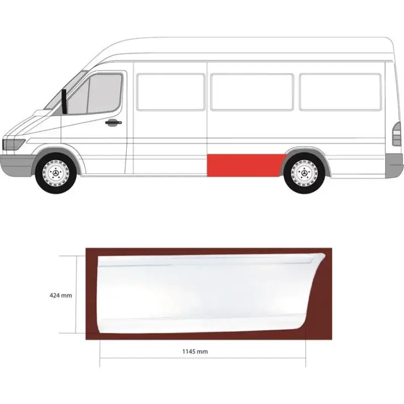 Арка задняя перед колесом левая Mercedes Sprinter W901-W903 1995-2006 длинная база
