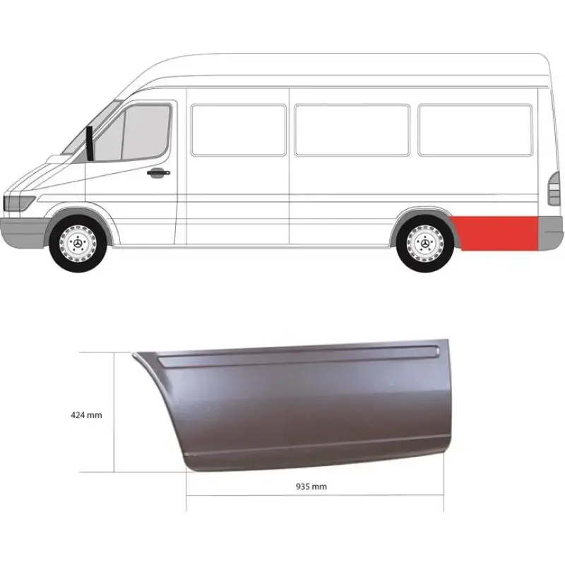Задня арка за колесом ліва Mercedes Sprinter W901-W903 Volkswagen LT 2 1995-2006 довга база