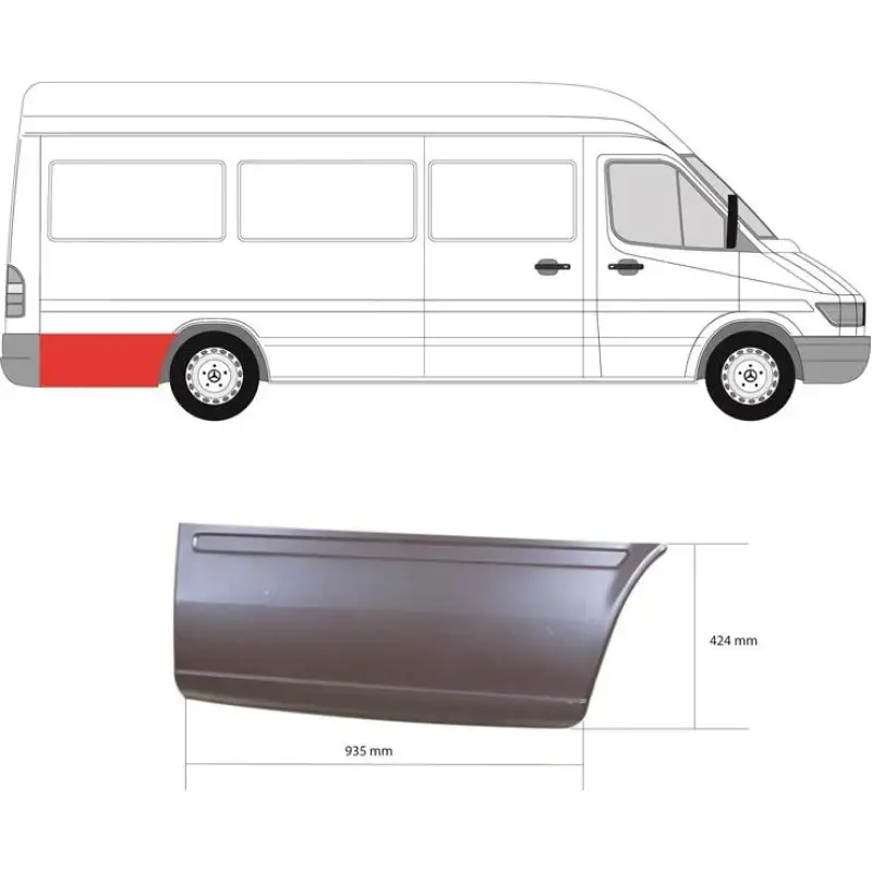 Арка задня за колесом права Mercedes Sprinter W901-W903 Volkswagen LT 2 1995-2006 довга база