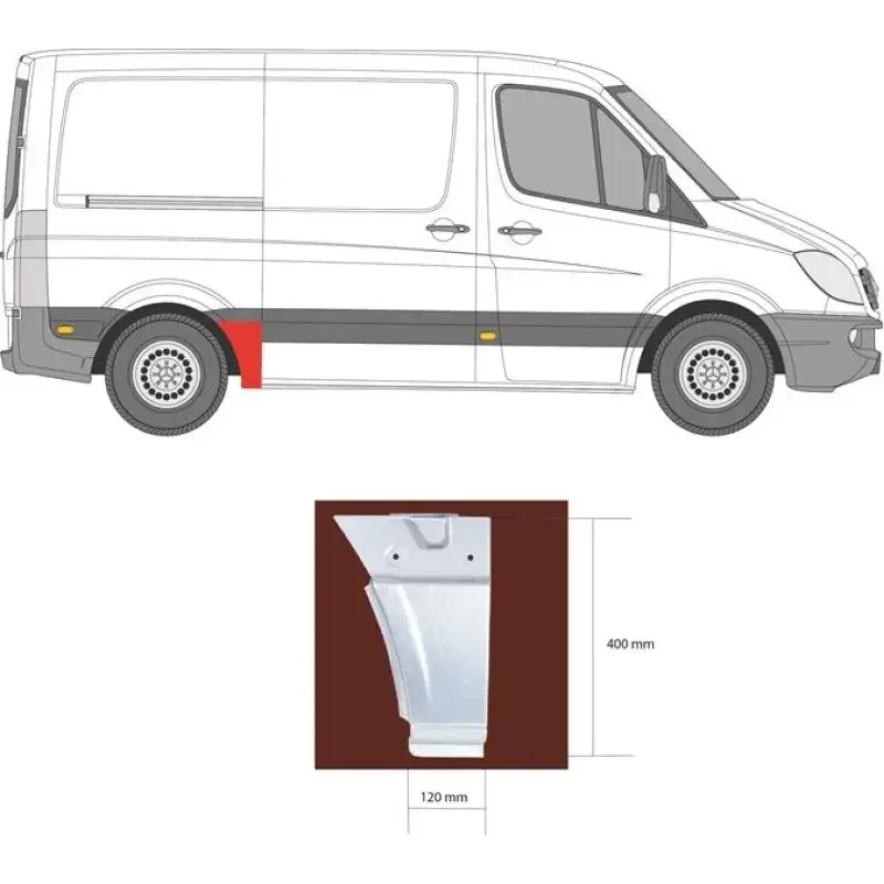 Арка задня нижня перед колесом права Mercedes Sprinter W906 Volkswagen Crafter 1 2006-2018 коротка база