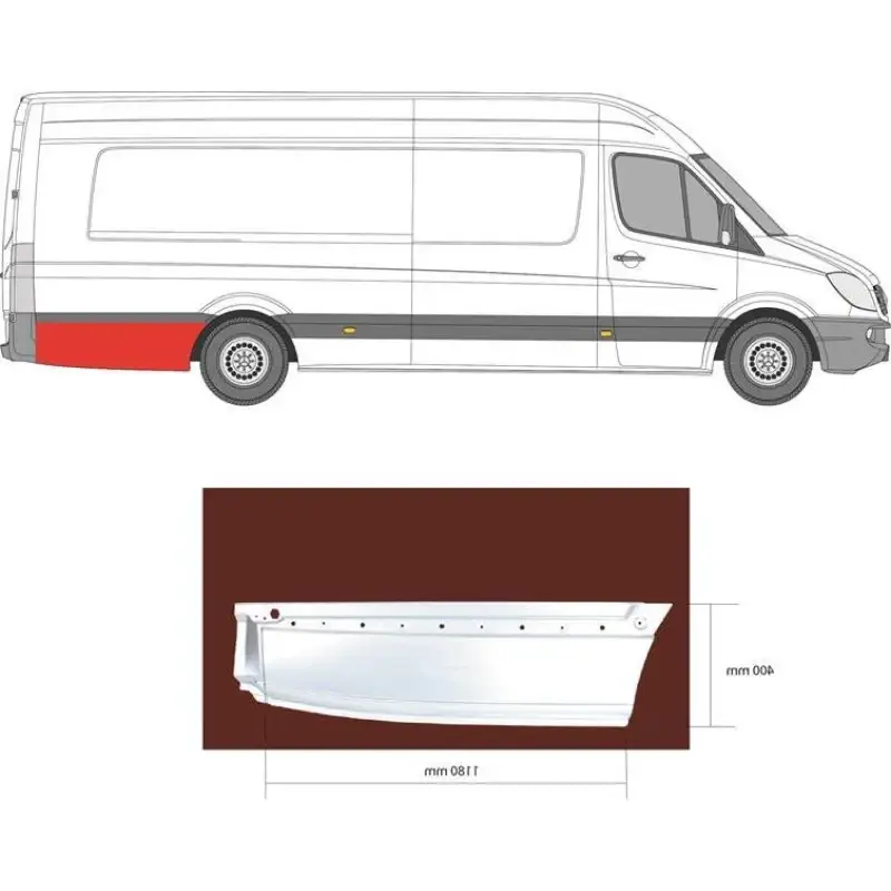 Арка задня нижня за колесом права Mercedes Sprinter W906 Volkswagen Crafter 1 2006-2018 екстра лонг