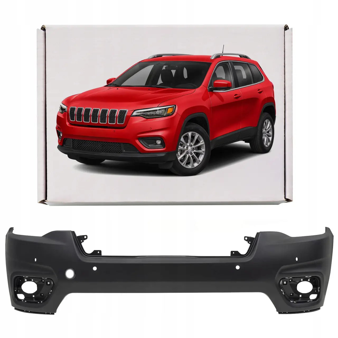 Бампер передний верх    Jeep Cherokee KL 2019-2023  парктроники крюк  68406528ac