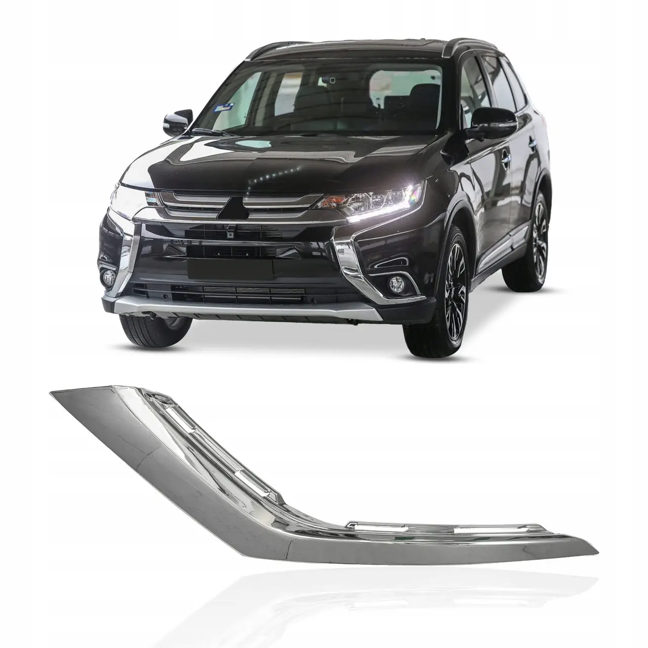 Молдинг переднього бампера нижній лівий Mitsubishi Outlander 3 2015- хром 6407A143