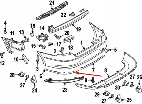 Молдинг заднего бампера левый VW Passat CC 2012- 2016 3C8807459B