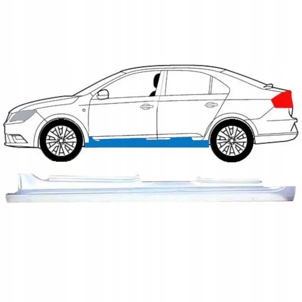 Порог левый Seat Toledo 2012-2019 Skoda Rapid 4 двери 5JH809605D