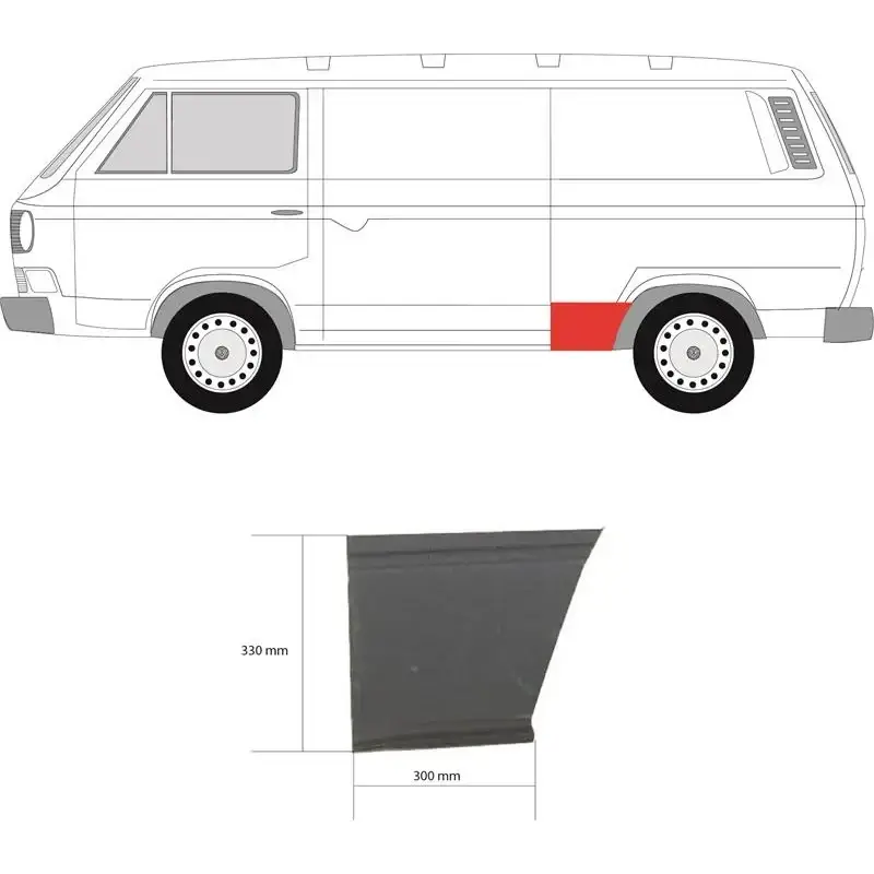 Ремчастина бока ліва перед колесом Volkswagen Transporter T3
