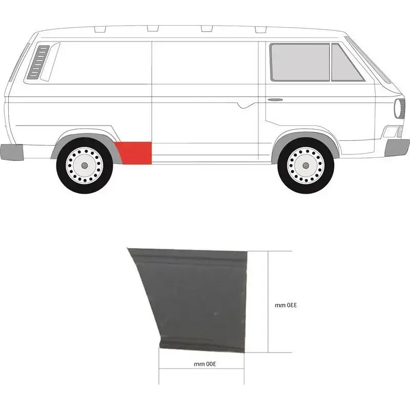 Ремчасть бока правая перед колесом Volkswagen Transporter T3