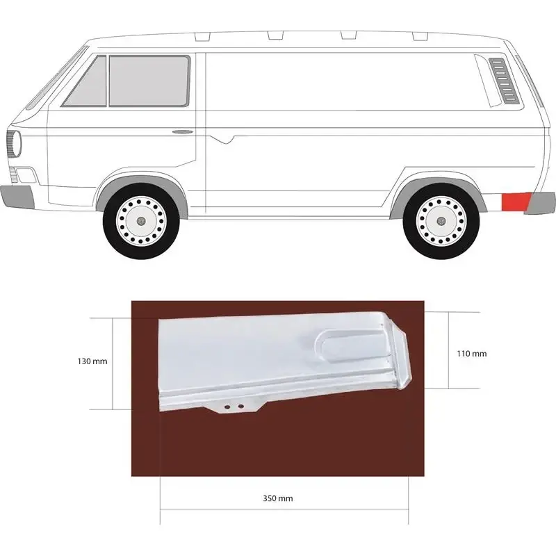 Ремчастина заднього кута ліва нижня Volkswagen Transporter T3