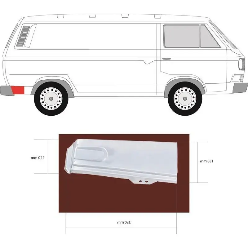 Ремчасть заднього кута права нижня Volkswagen Transporter T3