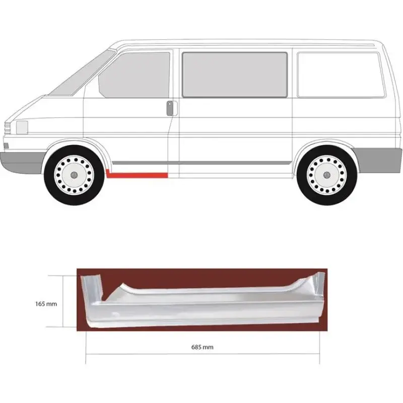 Поріг передній лівий Volkswagen Transporter T4 1990-2003 рр