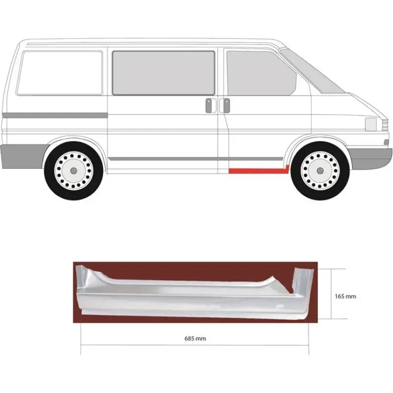Порог передній правий Volkswagen Transporter T4 1990-2003 рр