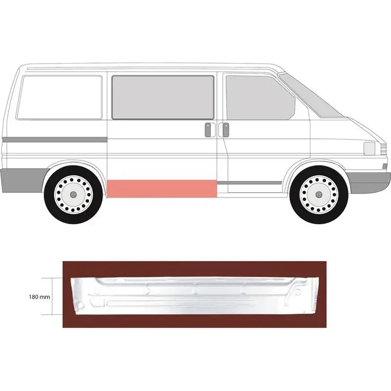 Ремчасть боковой двери правая внутренняя Volkswagen Transporter T4 Poland