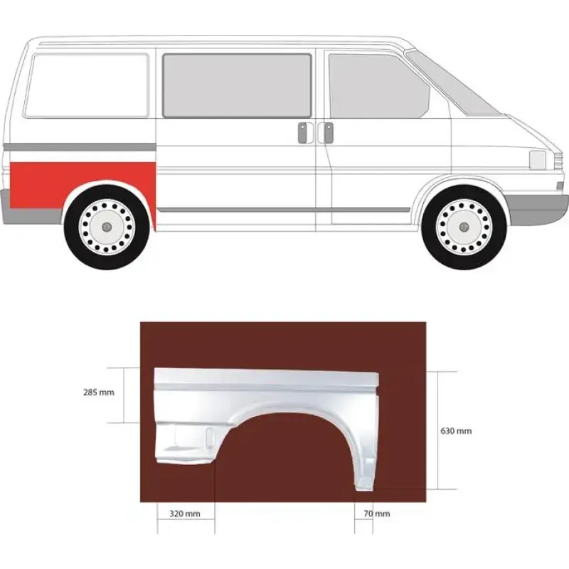 Арка задня права Volkswagen Transporter T4 коротка база